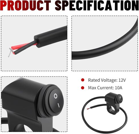 مفتاح مقود الدراجة النارية لمقود 7/8 بوصة، مفتاح إضاءة دراجة نارية مقاوم للماء 12 فولت للتحكم المريح في الضوء، مفاتيح الدراجات النارية العالمية للدراجات النارية، الدراجة الترابية، ATV in Kuwait