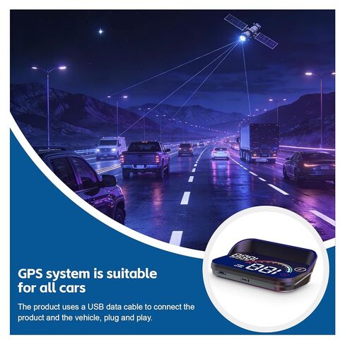 شاشة عرض رأسية لعداد السرعة على الزجاج الأمامي، HUD 3.5 بوصة عداد سرعة رقمي GPS مقياس ذكي للسرعة الزائدة، بوصلة، عدد الكيلومترات لمعظم مركبات السيارات in Kuwait