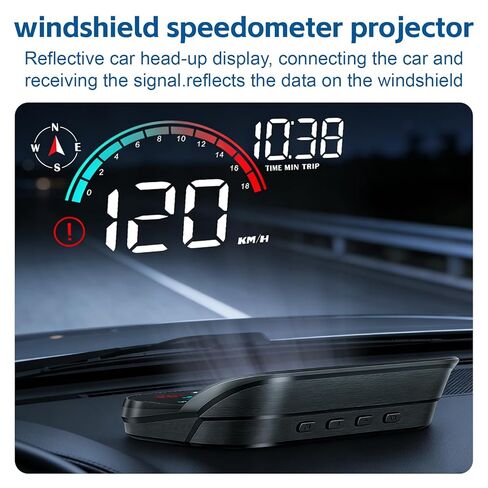 شاشة عرض رأسية لعداد السرعة على الزجاج الأمامي، HUD 3.5 بوصة عداد سرعة رقمي GPS مقياس ذكي للسرعة الزائدة، بوصلة، عدد الكيلومترات لمعظم مركبات السيارات in Kuwait