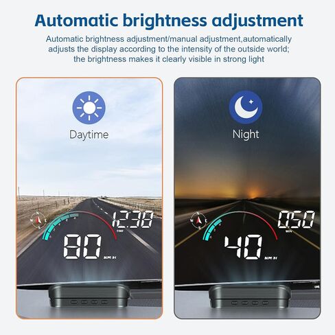شاشة عرض رأسية لعداد السرعة على الزجاج الأمامي، HUD 3.5 بوصة عداد سرعة رقمي GPS مقياس ذكي للسرعة الزائدة، بوصلة، عدد الكيلومترات لمعظم مركبات السيارات in Kuwait