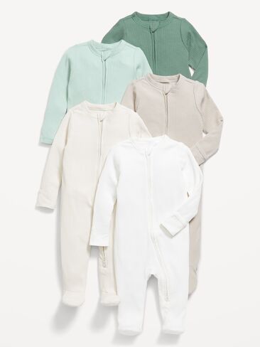 Old Navy 2-Way-Zip Sleep & Play Footed One-Piece 5-Pack for Baby - Aloe Vera in Kuwait