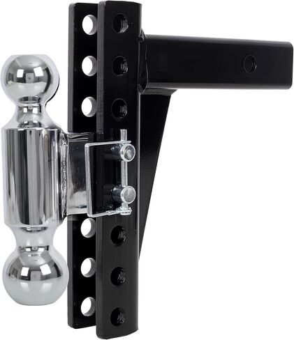 Adjustable Dual Ball Mount with 2" & 2-5/16" Balls, Fits 2" Receiver, 12K/10K GTW Trailer Hitch for Towing Boat, Camper, Utility Trailer, Anti-Rattle Design, Easy Leveling in Kuwait