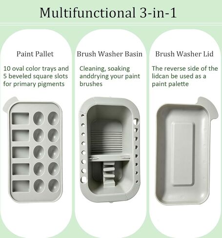 KYSWIMIH Paint Brush Cleaner - Paint Brush Holder with Palette and Handle, Paint Brush Holder & Organizer, Rinser & Storage for Acrylic, Watercolor & Water-Based Paints, Art Supply Washer with Trays in Kuwait