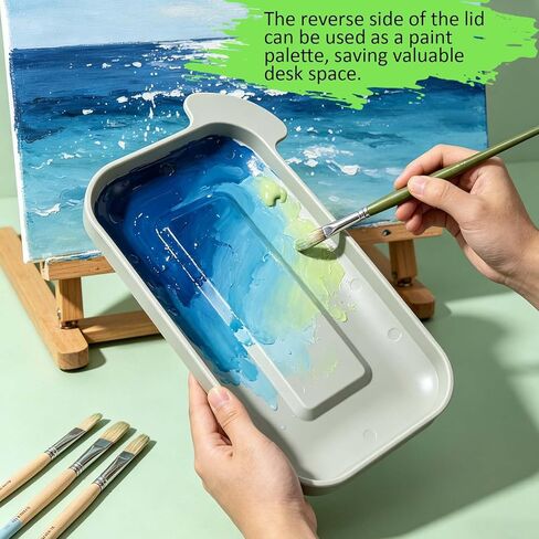 KYSWIMIH Paint Brush Cleaner - Paint Brush Holder with Palette and Handle, Paint Brush Holder & Organizer, Rinser & Storage for Acrylic, Watercolor & Water-Based Paints, Art Supply Washer with Trays in Kuwait