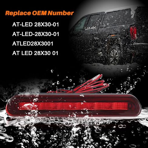 AT-LED-28X30-01 Truck Cap Topper 3rd Brake Light Center Mount Style Red LED 10 Inch Flush Mount Design Compatible with Jason Suitable for RVs Campers Trailers in Kuwait
