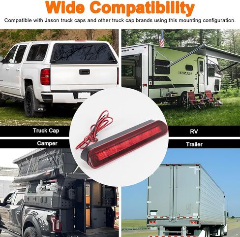 AT-LED-28X30-01 Truck Cap Topper 3rd Brake Light Center Mount Style Red LED 10 Inch Flush Mount Design Compatible with Jason Suitable for RVs Campers Trailers in Kuwait
