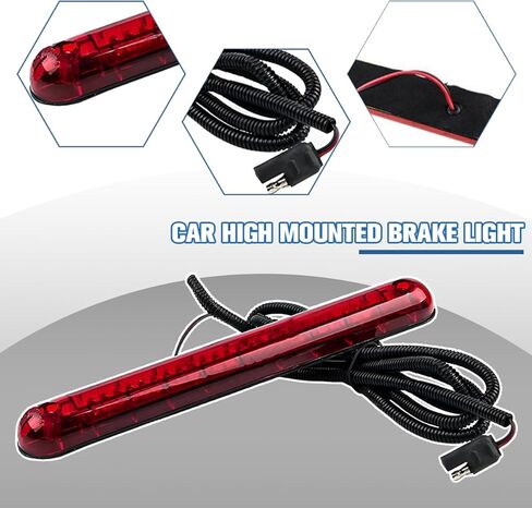 Car Third Brake Light Strip, 24 LED DC12V High Mount Waterproof Vehicle Brake Tailgate Lamp Strip Bar, Automotive Rear Warning Signal Stop Light, Universal for Sedan RV Truck in Kuwait
