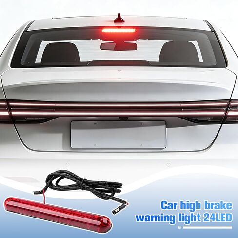 Car Third Brake Light Strip, 24 LED DC12V High Mount Waterproof Vehicle Brake Tailgate Lamp Strip Bar, Automotive Rear Warning Signal Stop Light, Universal for Sedan RV Truck in Kuwait