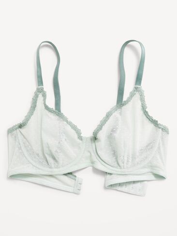 Old Navy Lace-Trim Mesh-Dot Balconette Bra - Seafoam in Kuwait