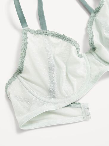 Old Navy Lace-Trim Mesh-Dot Balconette Bra - Seafoam in Kuwait