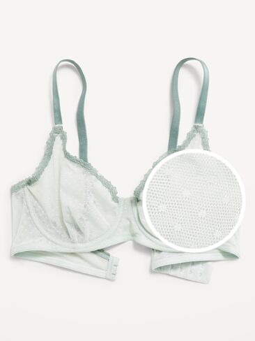 Old Navy Lace-Trim Mesh-Dot Balconette Bra - Seafoam in Kuwait
