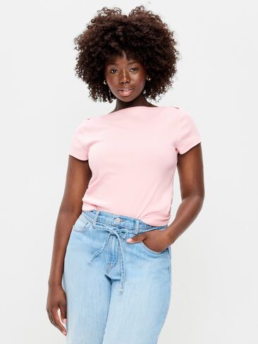Old Navy Snug Boatneck T-Shirt - Blush On You in Kuwait