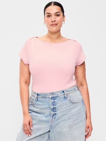 Old Navy Snug Boatneck T-Shirt - Blush On You in Kuwait