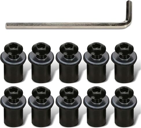 10PCS Motorcycle Windshield Bolts Kit, Aluminum Alloy Motorcycle Fairing Bolt Screw Kit, Windscreen Body Mounting Bolts Nuts with Wrench, Universal for Motorcycle Fairings (Black) in Kuwait