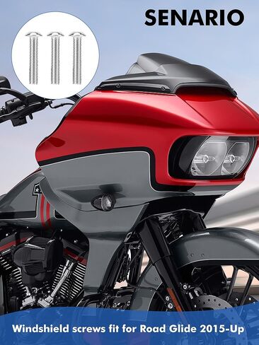 مسامير الزجاج الأمامي المصنوعة من الفولاذ المقاوم للصدأ ومسامير داخلية متوافقة مع Harley 1996-2026 Electra Glide Classic Tri Glide Ultra Classic Street Glide in Kuwait