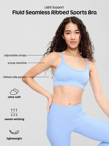 حمالة صدر رياضية مضلعة بدون خياطة بدعم خفيف من Old Navy - أحمر غامق in Kuwait