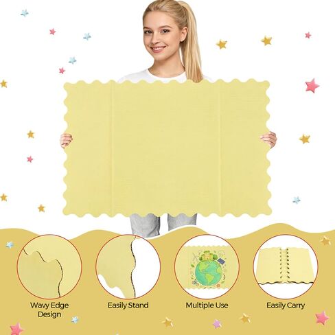 Mooliwe 4 Pack 24" x 16" Trifold Poster Board Macaron Colors Corrugated Scalloped 3 Fold Small Display Boards Foldable Business Paper Board for Presentation Science Fairs Event School Projects in Kuwait