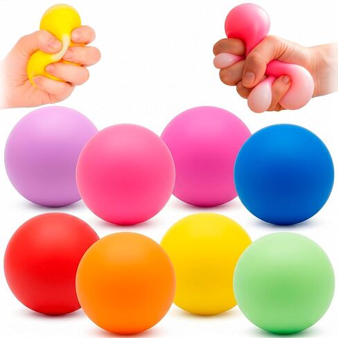 8 Pack Squishy Stress Balls 2 Inch — Squeeze Ball, Soft TPR + EVA, Fast Rising, Non Sticky, Tear Resistant, Durable Hand Grip, Desk Fidget — Reusable Sensory Fidgets for Office, Home and Travel in Kuwait