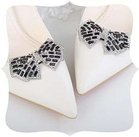 2Pcs Sparkly Bow Shoe Clips Detachable Shoe Buckles Decorative Rhinestone Shoe Clips Charms Accessories for Women Wedding Party in Saudi Arabia
