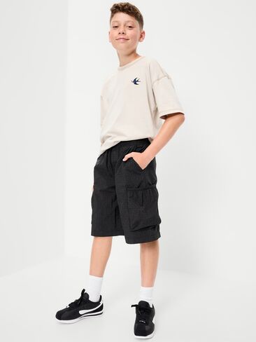 Old Navy Below Knee Super Baggy Ripstop Cargo Shorts for Boys - Black Jack in Kuwait