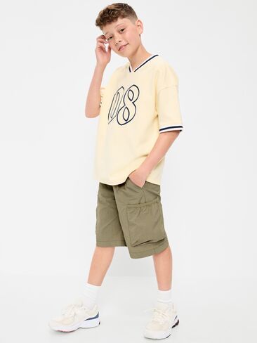 Old Navy Below Knee Super Baggy Ripstop Cargo Shorts for Boys - Olive in Kuwait