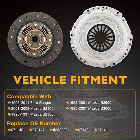مجموعة قابض ناقل الحركة متوافقة مع Ford Ranger 1995-2011، Mazda B2300 2001-2008، B2300 1995-1997، B2500 1998-2001، B3000 1995-2007 استبدال 52322001، 07-140، 07-141 in Kuwait