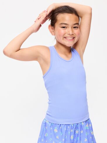 Old Navy Fitted Seamless Ribbed Racerback Performance Top for Girls - P SEAMLESS RIB:FLAXFLOR in Kuwait