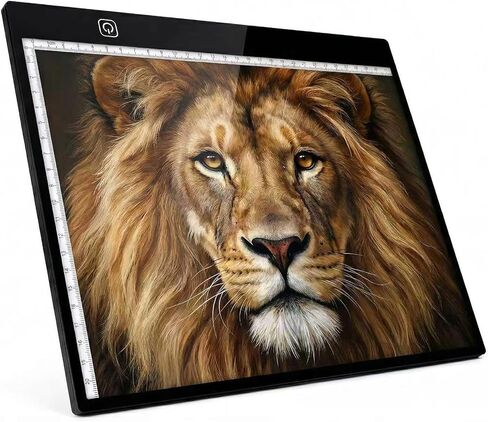 A4 Ultra-Thin LED Light Pad with Scale - 5000 Lux Stepless Dimmer Light Box for Diamond Painting, Tracing & Sketching - USB Powered Portable Light Table for Artists, Tattoos & Animation - Black in Kuwait
