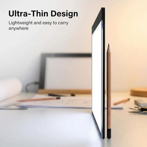 A4 Ultra-Thin LED Light Pad with Scale - 5000 Lux Stepless Dimmer Light Box for Diamond Painting, Tracing & Sketching - USB Powered Portable Light Table for Artists, Tattoos & Animation - Black in Kuwait
