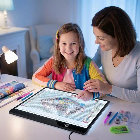 A4 Ultra-Thin LED Light Pad with Scale - 5000 Lux Stepless Dimmer Light Box for Diamond Painting, Tracing & Sketching - USB Powered Portable Light Table for Artists, Tattoos & Animation - Black in Kuwait
