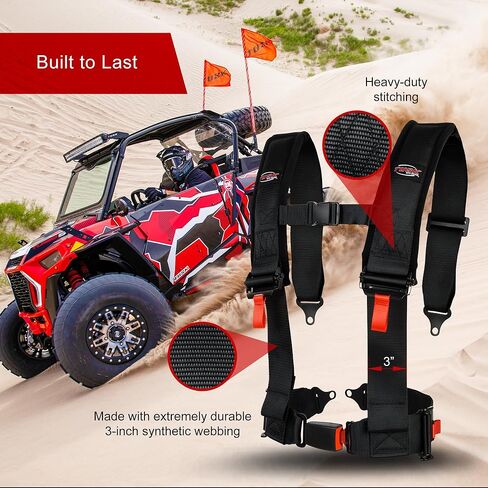 حزام أمان TUSK 4 نقاط 3 بوصة على شكل حرف H من جانب الركاب متوافق مع Polaris RZR XP/XP4 1000 2014-2026/Pro XP/4 2020-2026 Kawasaki KRX/KRX4 1000 2020-2026 in Kuwait