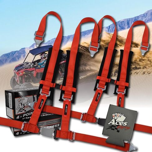 AAAA Aces Racing (Pair) 4 Point Harness with Ez Buckle - RED with with can holder in Kuwait