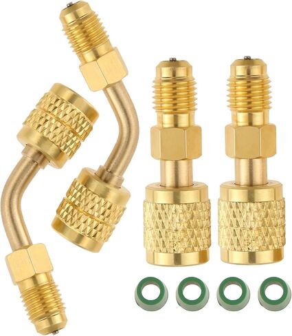 محول مبرد A2L R32 R454B، تركيب SAE ذكر 1/4 بوصة لليد اليسرى إلى 1/4 بوصة لليد اليمنى، محول شحن HVAC 30 180 درجة لخزانات R-32/R-454B وأنظمة الانقسام الصغيرة in Kuwait