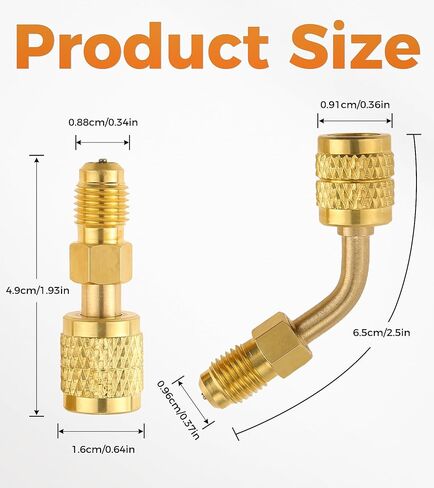 محول مبرد A2L R32 R454B، تركيب SAE ذكر 1/4 بوصة لليد اليسرى إلى 1/4 بوصة لليد اليمنى، محول شحن HVAC 30 180 درجة لخزانات R-32/R-454B وأنظمة الانقسام الصغيرة in Kuwait