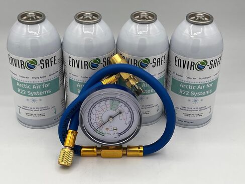 Arctic Air for R22 Systems, 4 Cans and Brass Gauge, Envirosafe in Kuwait