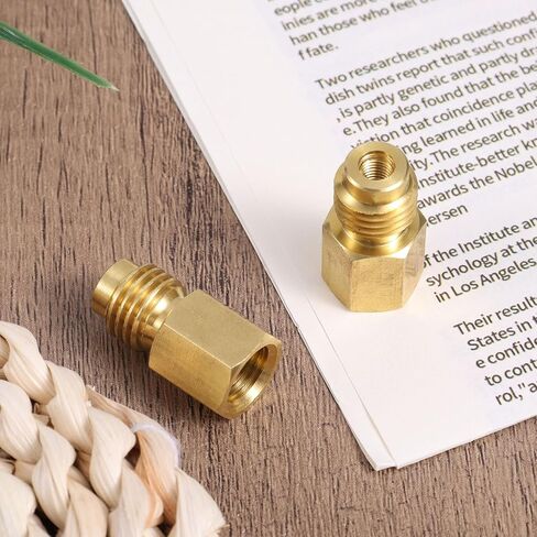 lasuroa 2pcs Brass Refrigerant Tank Adapters, R134A to R12 Fitting Adapter 1/2" Female to 1/4" Male Flare Vacuum Pump Port Connection Kit for AC Refrigerant System in Kuwait