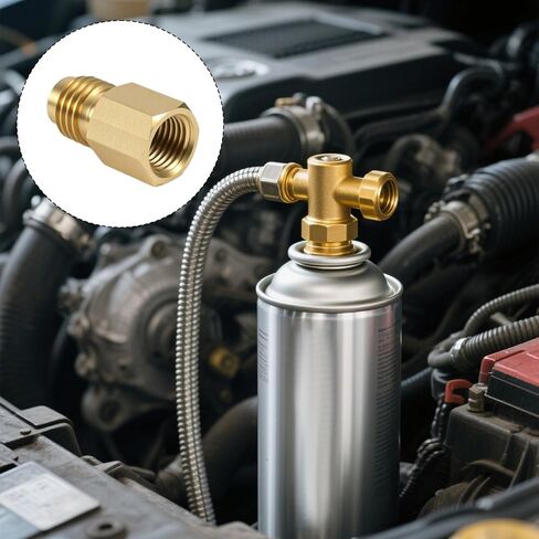 lasuroa 2pcs Brass Refrigerant Tank Adapters, R134A to R12 Fitting Adapter 1/2" Female to 1/4" Male Flare Vacuum Pump Port Connection Kit for AC Refrigerant System in Kuwait