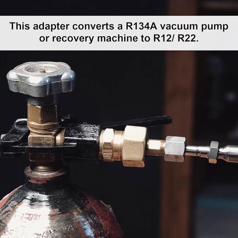 lasuroa 2pcs Brass Refrigerant Tank Adapters, R134A to R12 Fitting Adapter 1/2" Female to 1/4" Male Flare Vacuum Pump Port Connection Kit for AC Refrigerant System in Kuwait