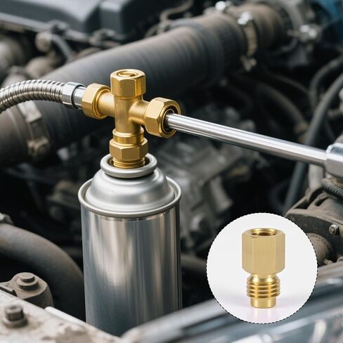 lasuroa 2pcs Brass Refrigerant Tank Adapters, R134A to R12 Fitting Adapter 1/2" Female to 1/4" Male Flare Vacuum Pump Port Connection Kit for AC Refrigerant System in Kuwait