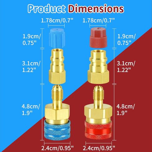 2 PCS R1234YF Quick Coupler, R1234yf to R134a Adapter,1234yf to 134a Adapter High Low Side Connector Conversion Kit for AC Charging R-1234yf Refrigerant Air Conditioning System Hose Fitting in Kuwait