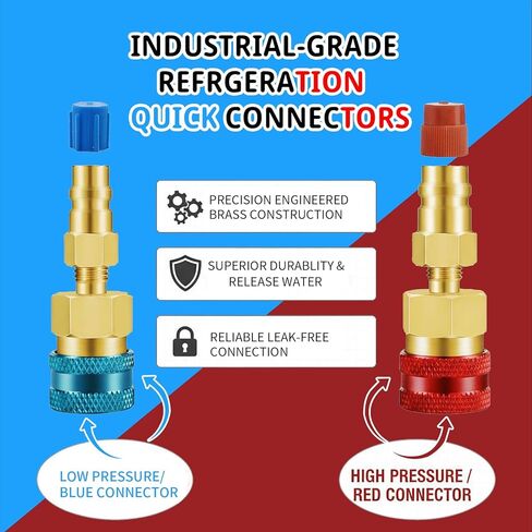2 PCS R1234YF Quick Coupler, R1234yf to R134a Adapter,1234yf to 134a Adapter High Low Side Connector Conversion Kit for AC Charging R-1234yf Refrigerant Air Conditioning System Hose Fitting in Kuwait
