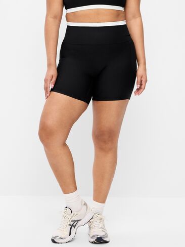 Old Navy شورت بايكر PowerSoft بجيوب عالية الخصر للغاية - درزة داخلية 6 بوصة - بدون درزات أمامية - جاك أسود in Kuwait