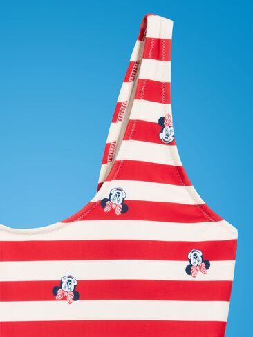 Old Navy Old Navy x Disney Minnie Mouse One-Piece Swimsuit for Women - White & Red Stripe in Kuwait