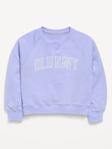 سويت شيرت برقبة دائرية ضيقة وشعار مطبوع للبنات من Old Navy - زهرة كتان in Kuwait