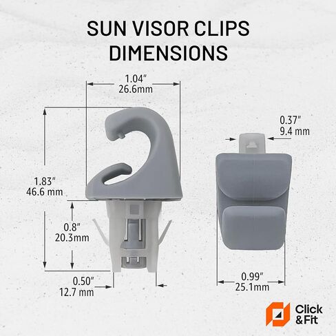 Click&Fit Sun Visor Retainer Hook Clip مجموعة من 2 رمادي متوافق مع Toyota Camry Corolla RAV4 Highlander Tacoma Avalon FJ Cruiser Prius 2002-2018، Lexus RX350 - حامل واقي الشمس 74348-06030 in Kuwait