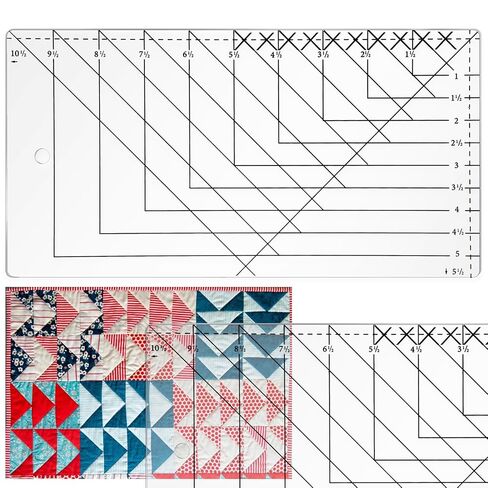 Xuhal Flying Geese Tool Quilt Ruler, 5.5 x 10.5 Inch, Flying Geese Quilting Rulers, Acrylic Ruler for Quilting and Sewing, Precise Fabric Cutting, Sew Accessories, Gifts for Sewing Enthusiasts in Kuwait
