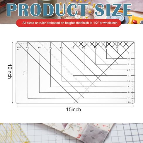 Xuhal Flying Geese Tool Quilt Ruler, 5.5 x 10.5 Inch, Flying Geese Quilting Rulers, Acrylic Ruler for Quilting and Sewing, Precise Fabric Cutting, Sew Accessories, Gifts for Sewing Enthusiasts in Kuwait
