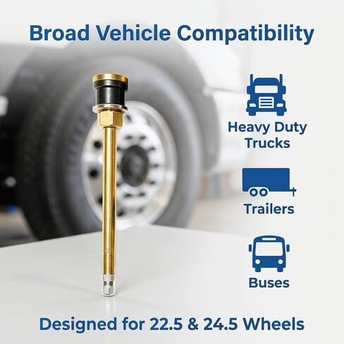 Truck Tire Valve Stems, 10 PCS TR573 Brass Truck Valve Stems 4-3/8" Length, Compatible with 0.625" Rim Hole & 22.5/24.5" Wheels, Commercial Heavy Duty – Chrome Finish in Kuwait