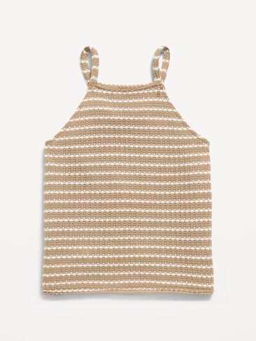 Old Navy Sleeveless Jacquard Knit Top for Girls - Camel Stripe in Kuwait