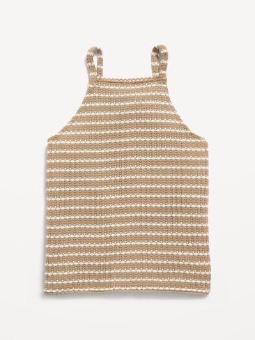 Old Navy Sleeveless Jacquard Knit Top for Girls - Camel Stripe in Kuwait